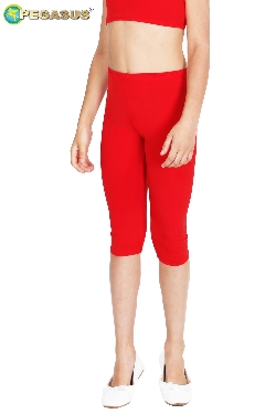  LEGGINS DANZA LYCRA TRE QUARTI ROSSO BAMBINA